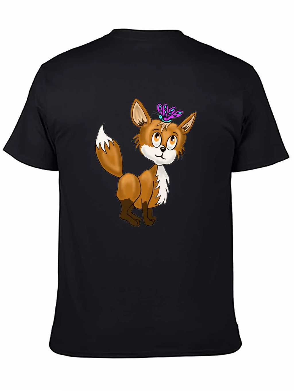 Fox & Butterfly Graphic Tee - Black Cotton T-Shirt product image 4