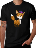 Fox & Butterfly Graphic Tee - Black Cotton T-Shirt product image 1