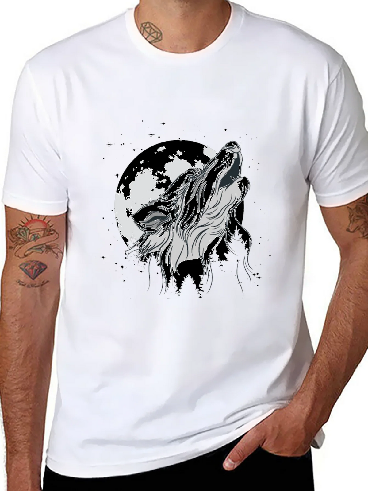 Wolf Moon Graphic Tee - Black Cotton product image 7