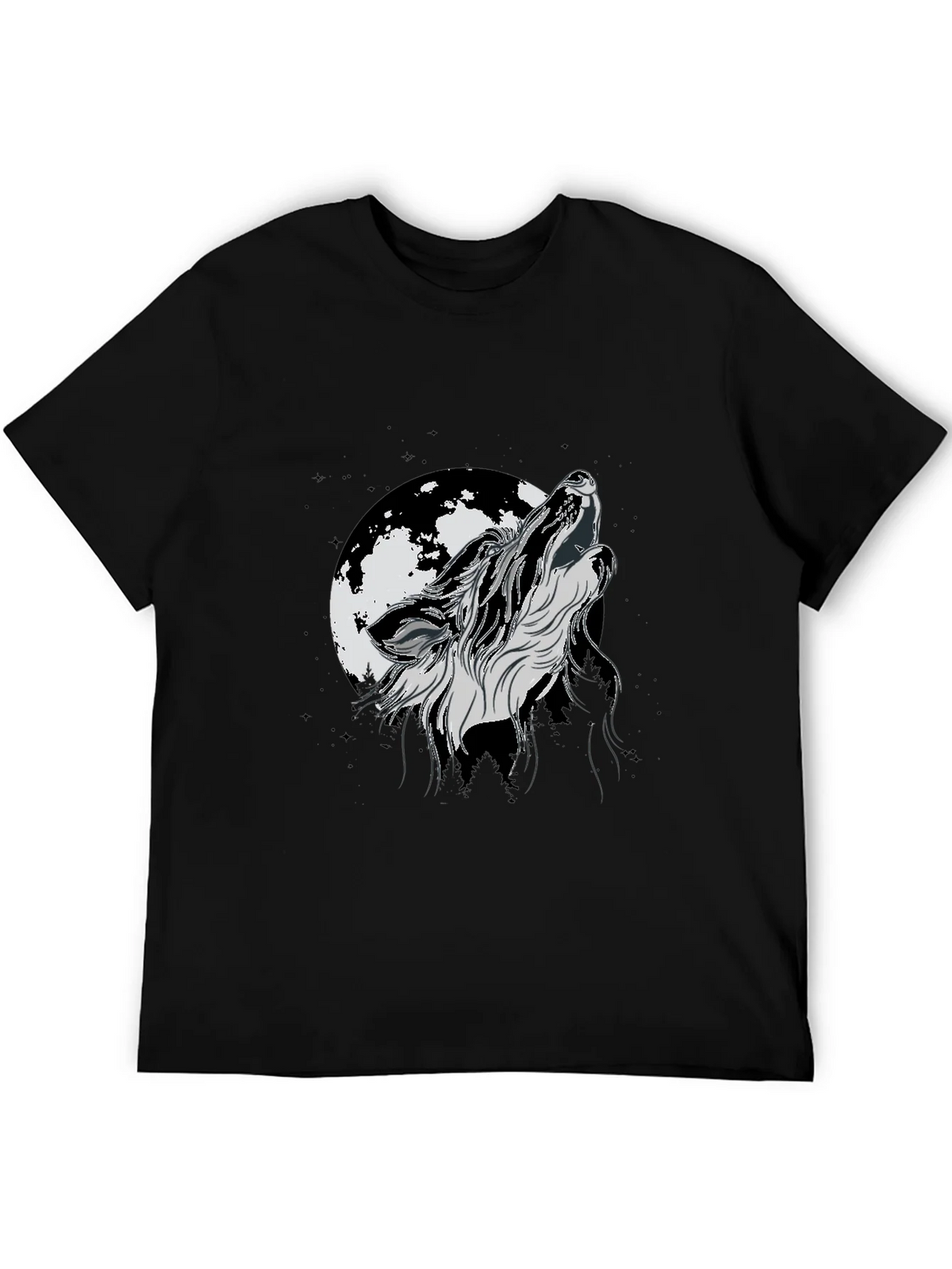 Wolf Moon Graphic Tee - Black Cotton product image 5