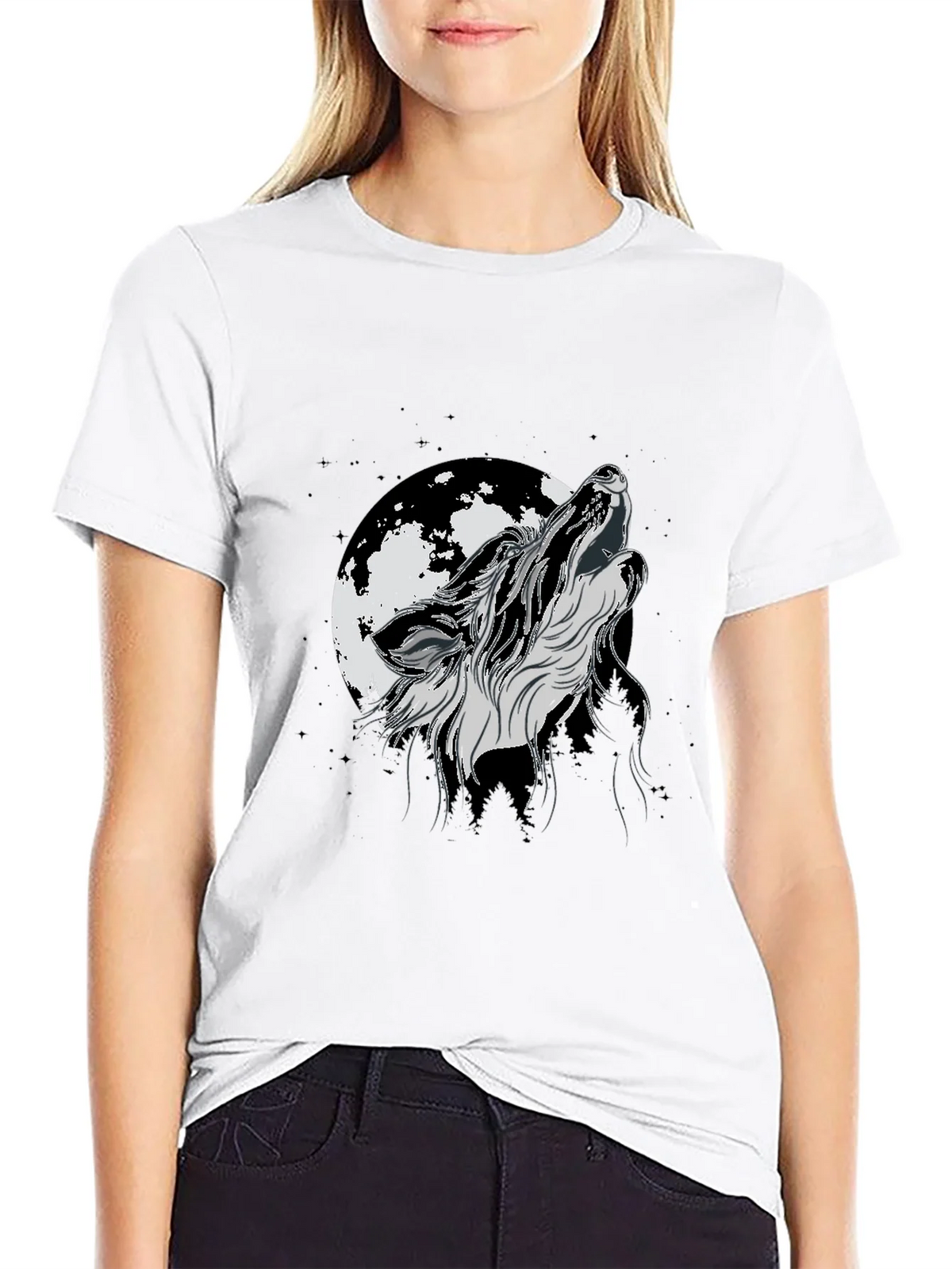 Wolf Moon Graphic Tee - Black Cotton product image 8