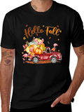 Hello Fall Flamingo Pumpkin Truck T-Shirt product image 1