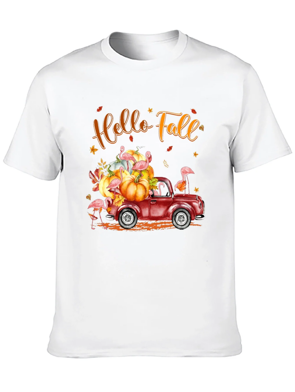 Hello Fall Flamingo Pumpkin Truck T-Shirt product image 6
