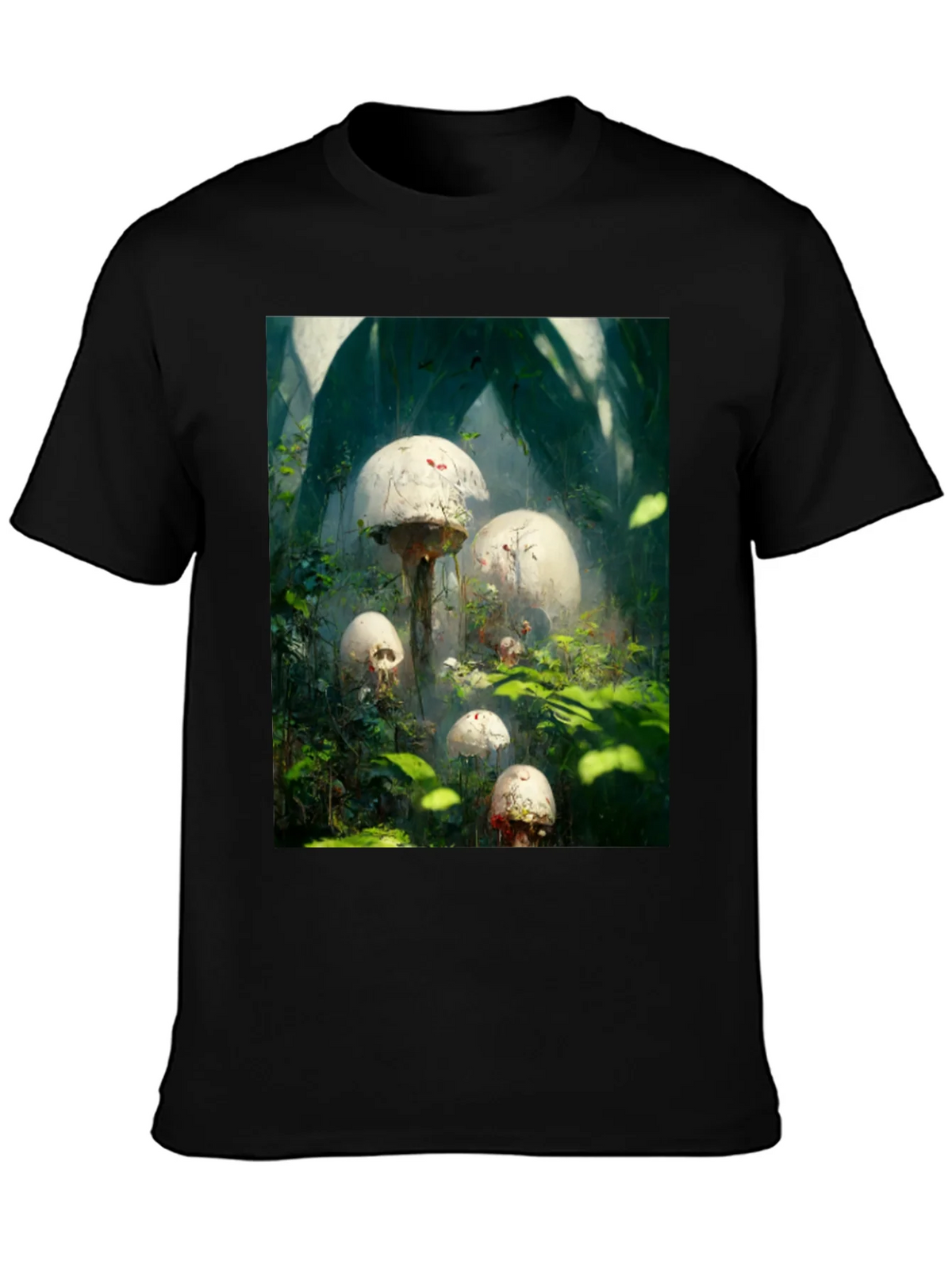 Mystic Mushroom Garden Black T-Shirt product image 2