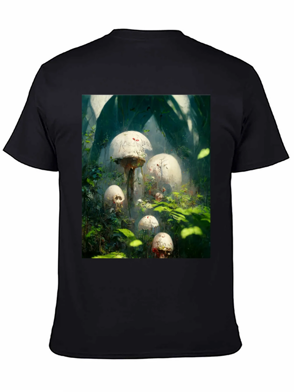 Mystic Mushroom Garden Black T-Shirt product image 3