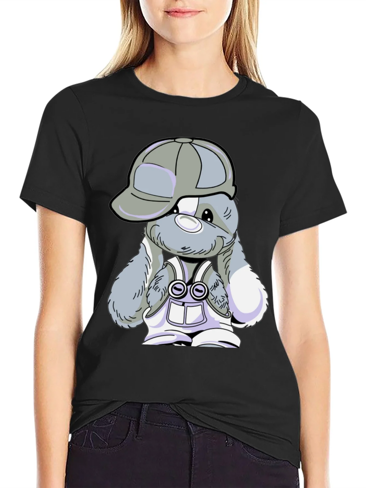 Cool Bunny Tee - Black Cotton T-Shirt product image 1