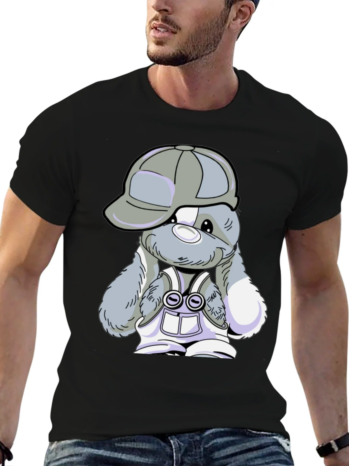 Cool Bunny Tee - Black Cotton T-Shirt product image 4