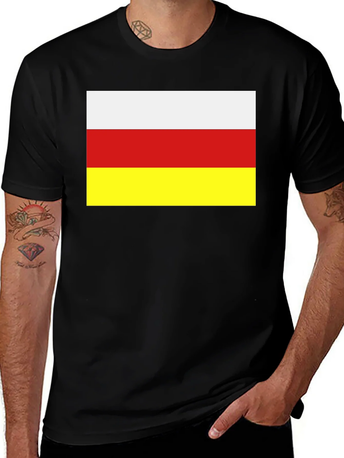 South Ossetia Flag T-Shirt - Black Cotton Tee product image 1