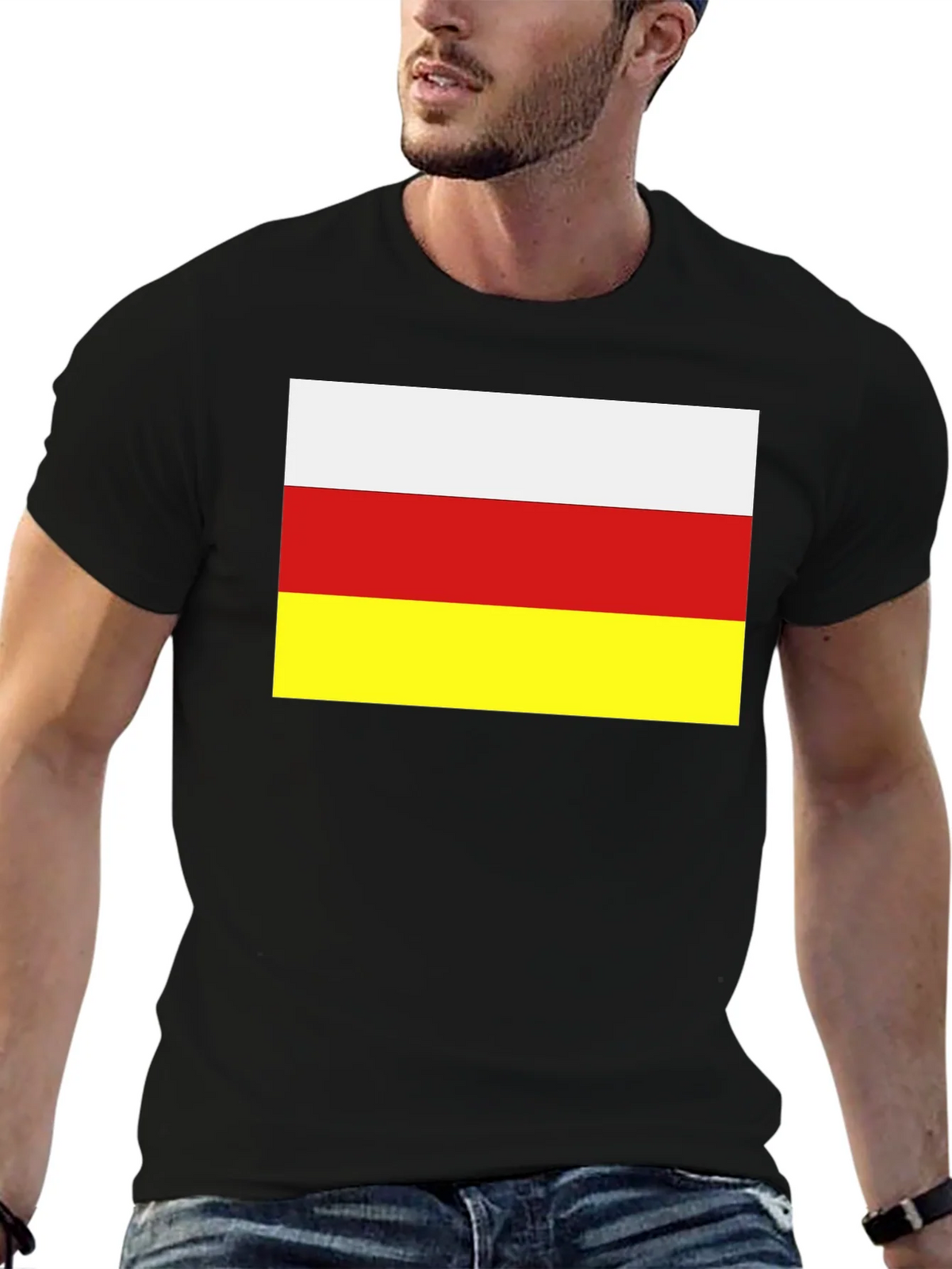 South Ossetia Flag T-Shirt - Black Cotton Tee product image 6