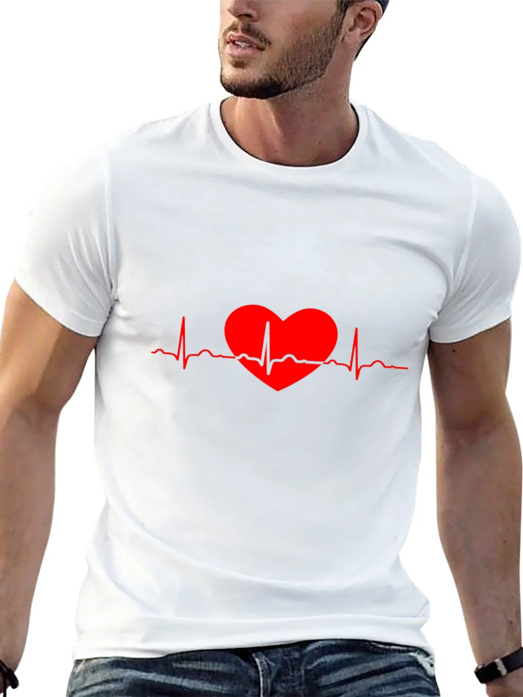 Heartbeat Heart Red Line Art T-Shirt product image 12