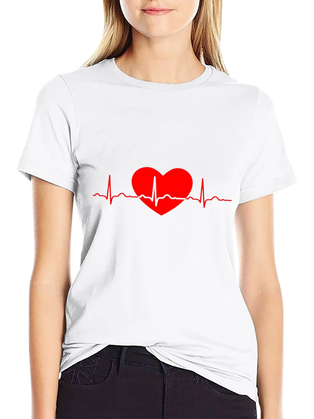 Heartbeat Heart Red Line Art T-Shirt product image 8