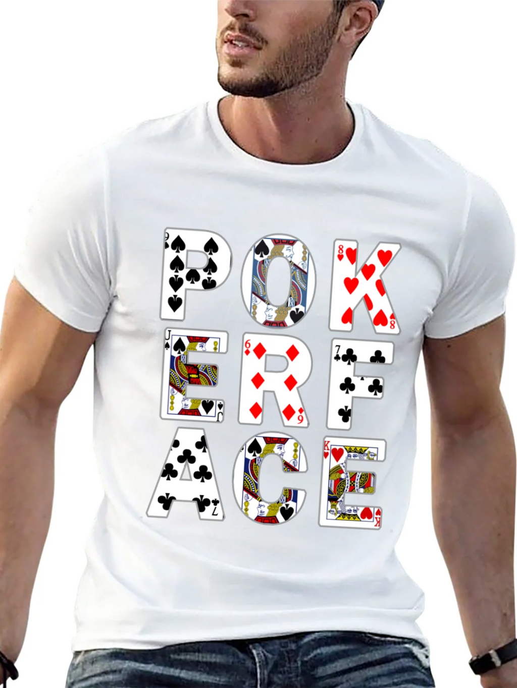 Poker Face Graphic Tee - Black Cotton T-Shirt product image 9