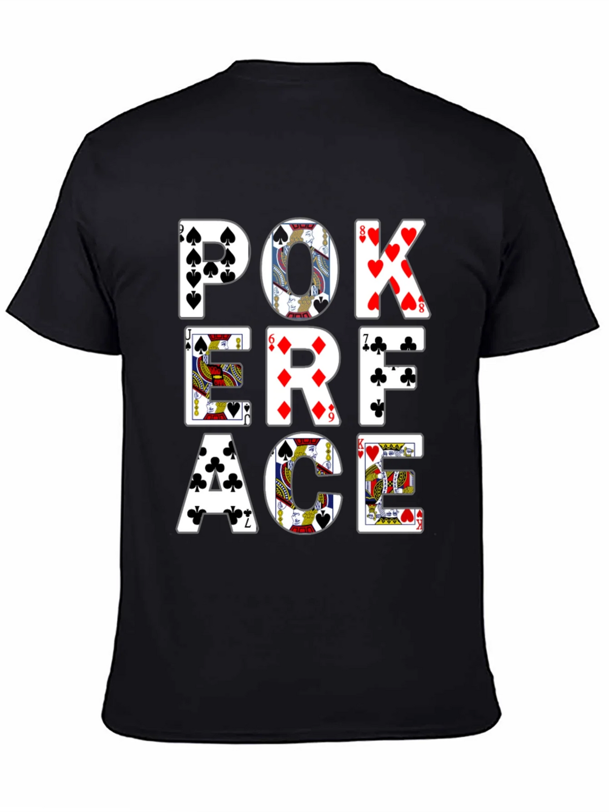 Poker Face Graphic Tee - Black Cotton T-Shirt product image 4