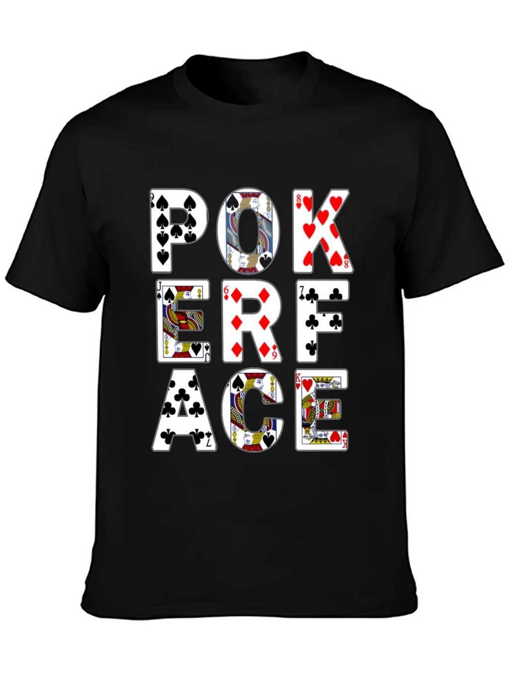 Poker Face Graphic Tee - Black Cotton T-Shirt product image 3