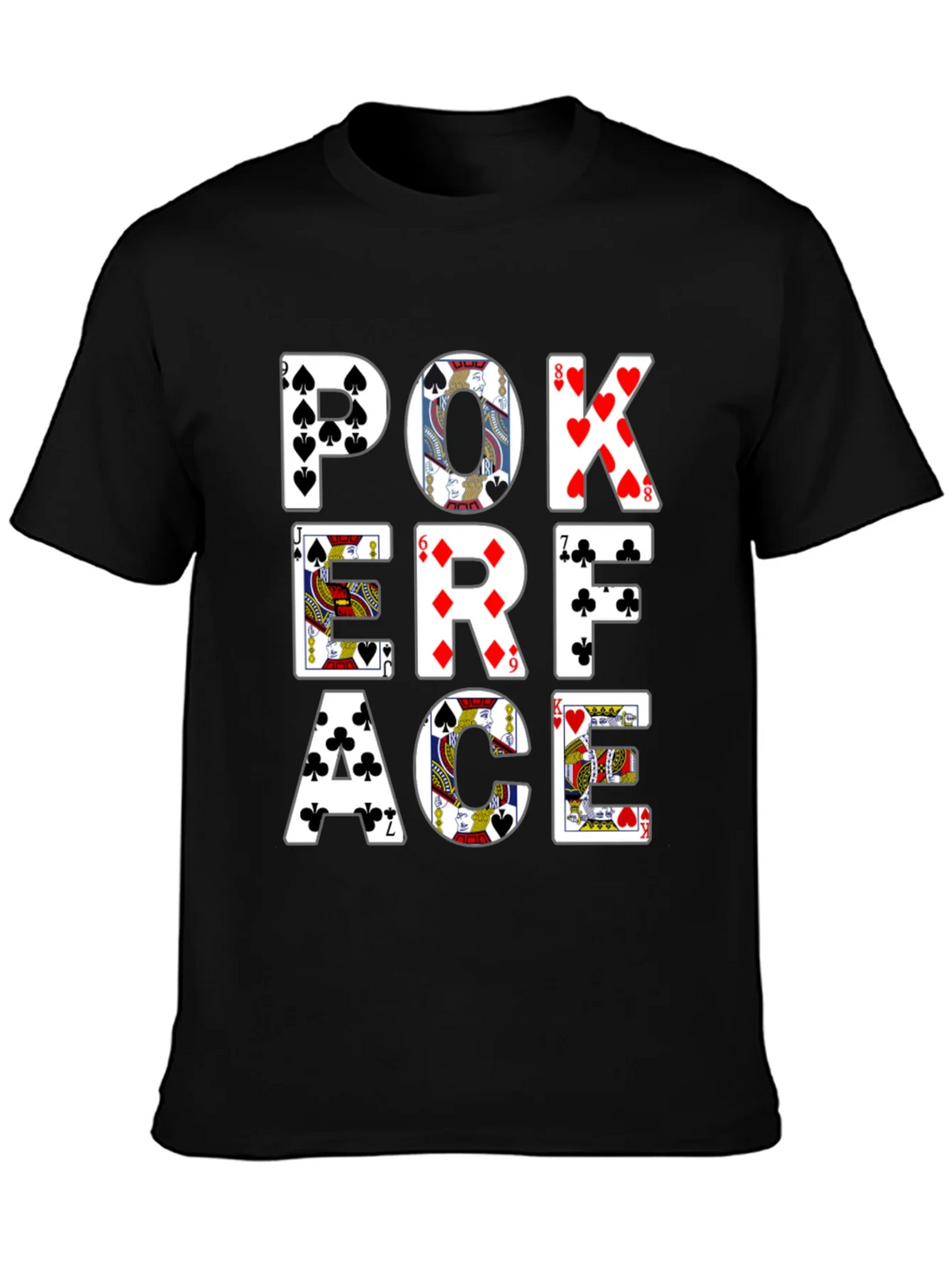 Poker Face Graphic Tee - Black Cotton T-Shirt product image 3