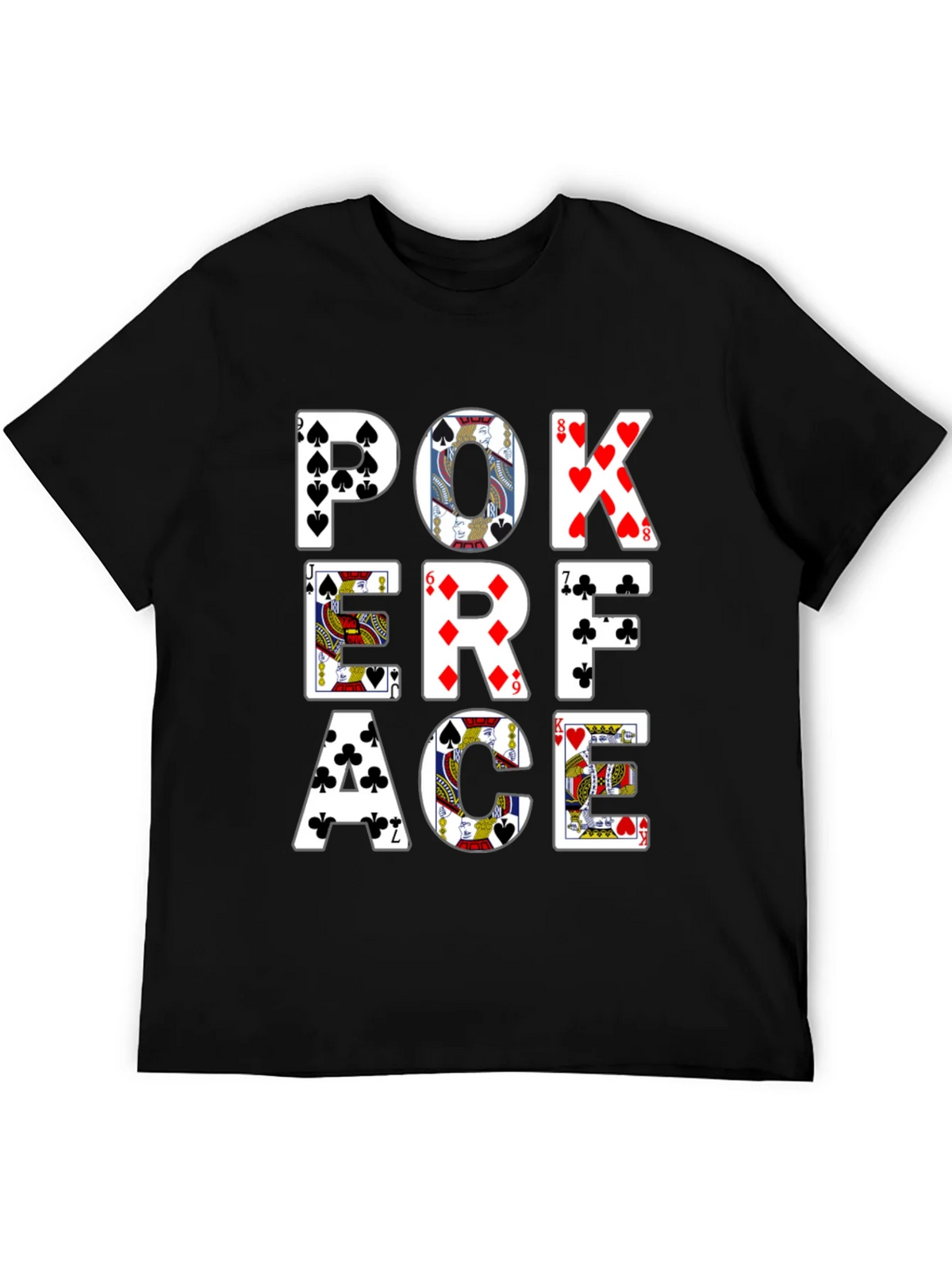 Poker Face Graphic Tee - Black Cotton T-Shirt product image 5