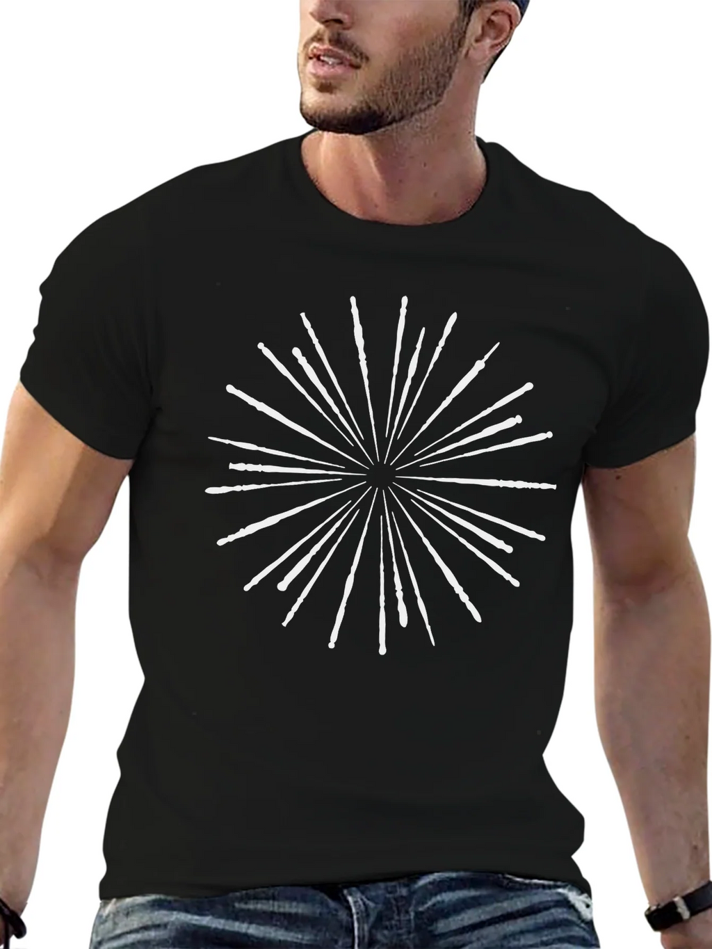 Wizard Wand Burst Black T-Shirt product image 6