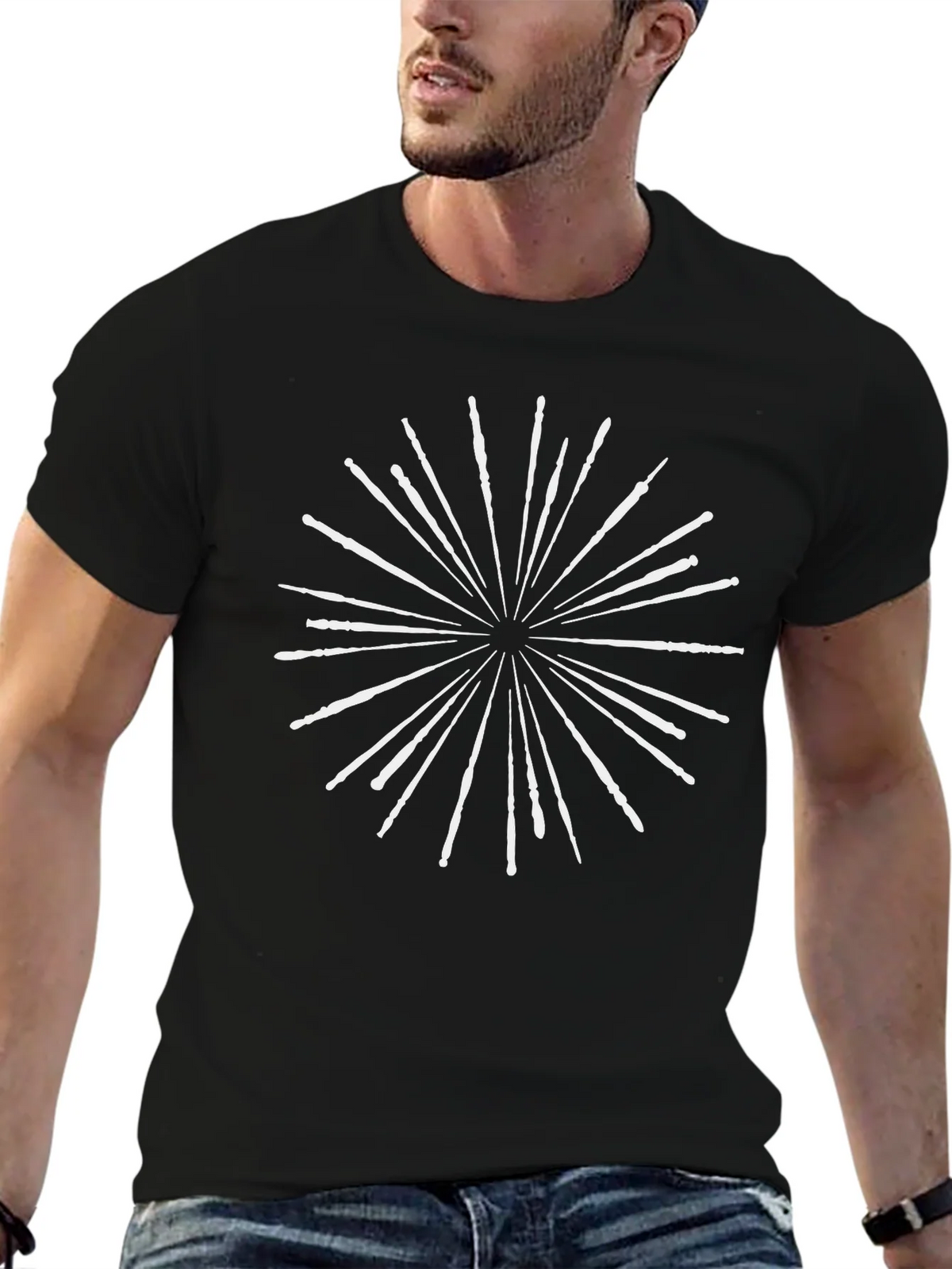 Wizard Wand Burst Black T-Shirt product image 6
