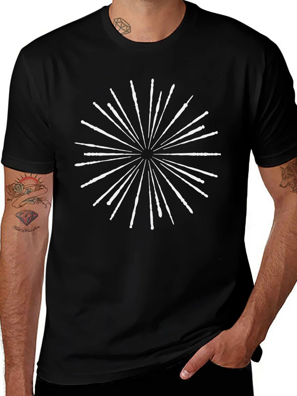 Wizard Wand Burst Black T-Shirt product image 1