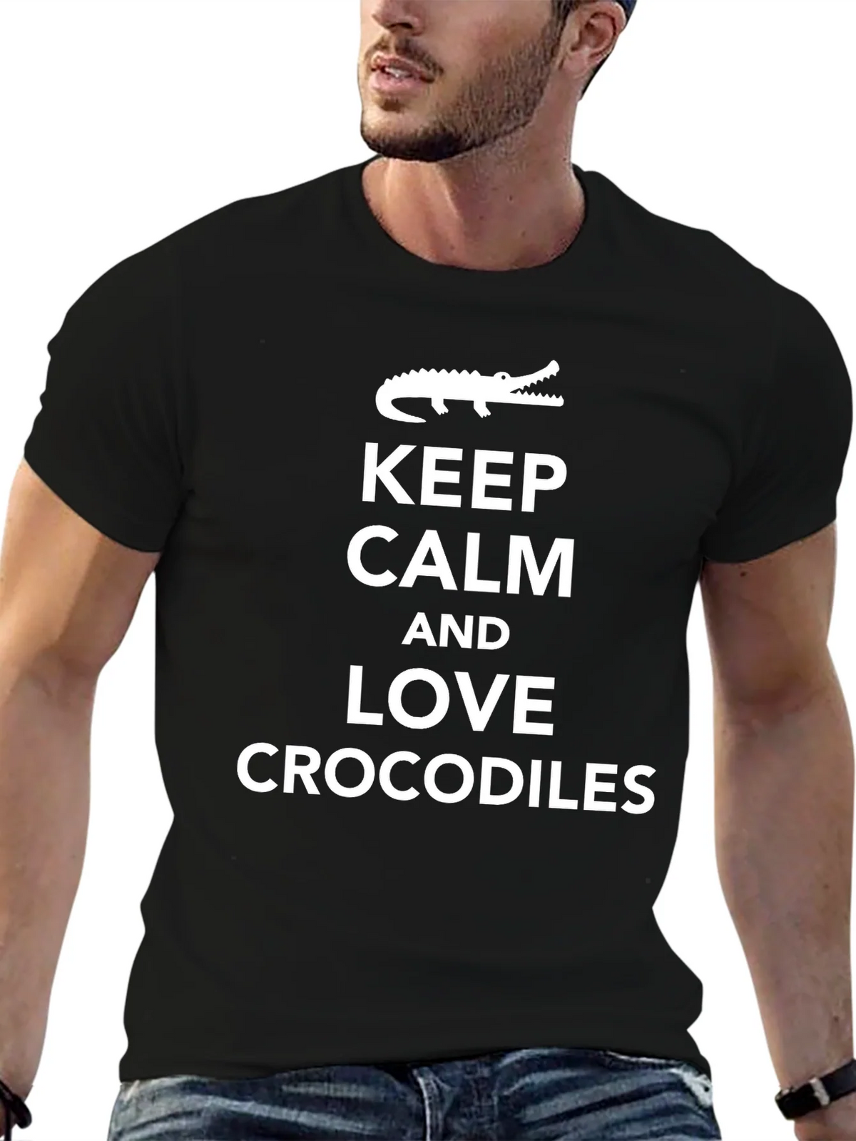 Keep Calm Love Crocodiles Black T-Shirt product image 6