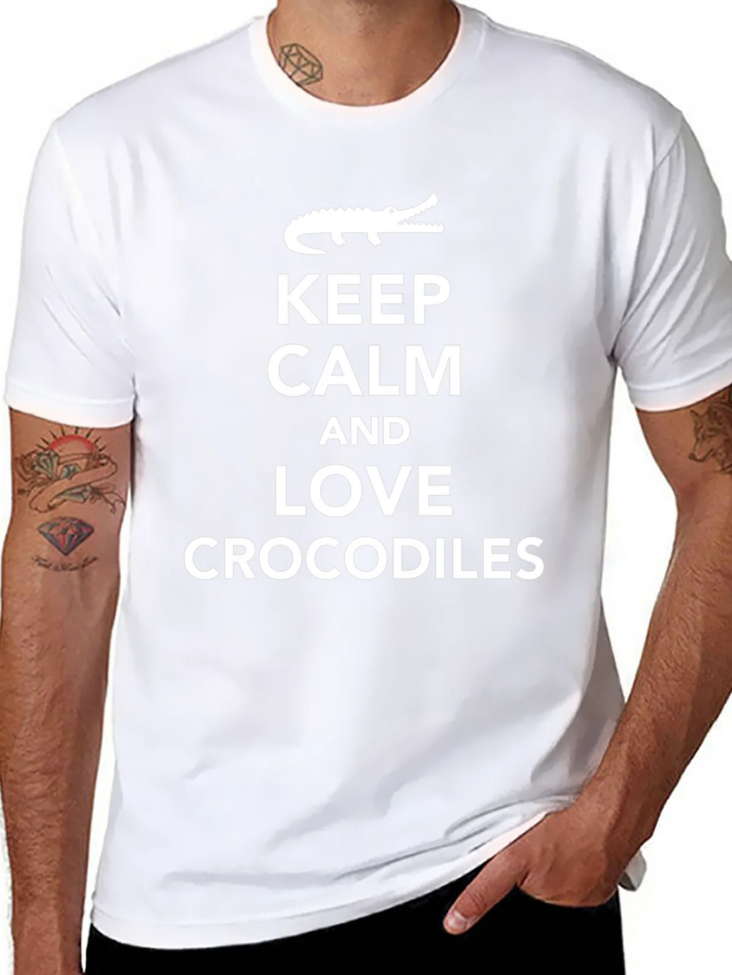 Keep Calm Love Crocodiles Black T-Shirt product image 7