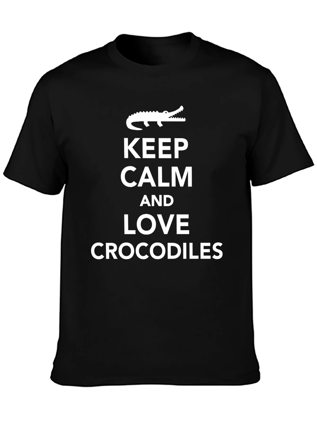 Keep Calm Love Crocodiles Black T-Shirt product image 3