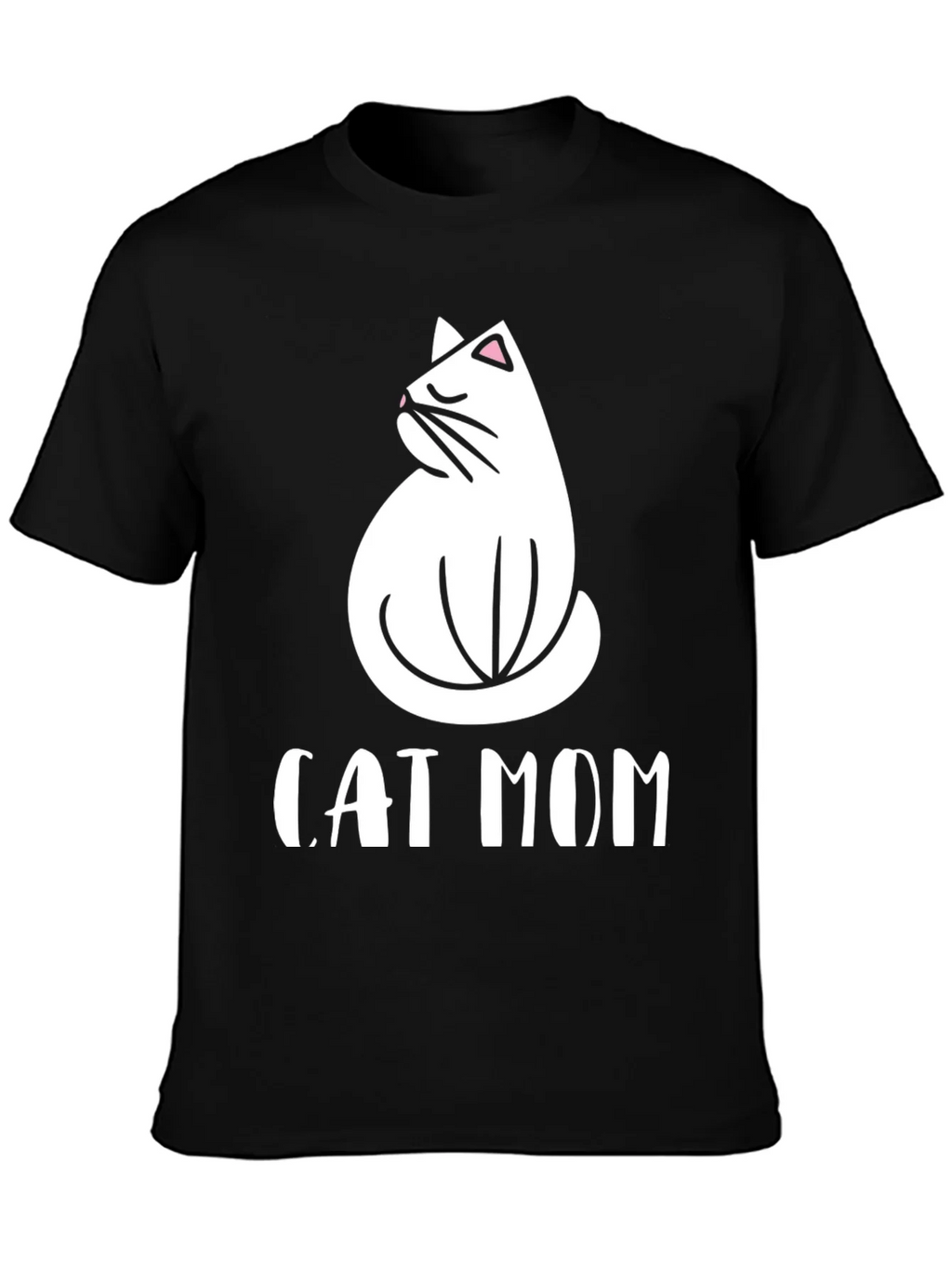 Cat Mom Graphic Tee - Black Cotton T-Shirt product image 3