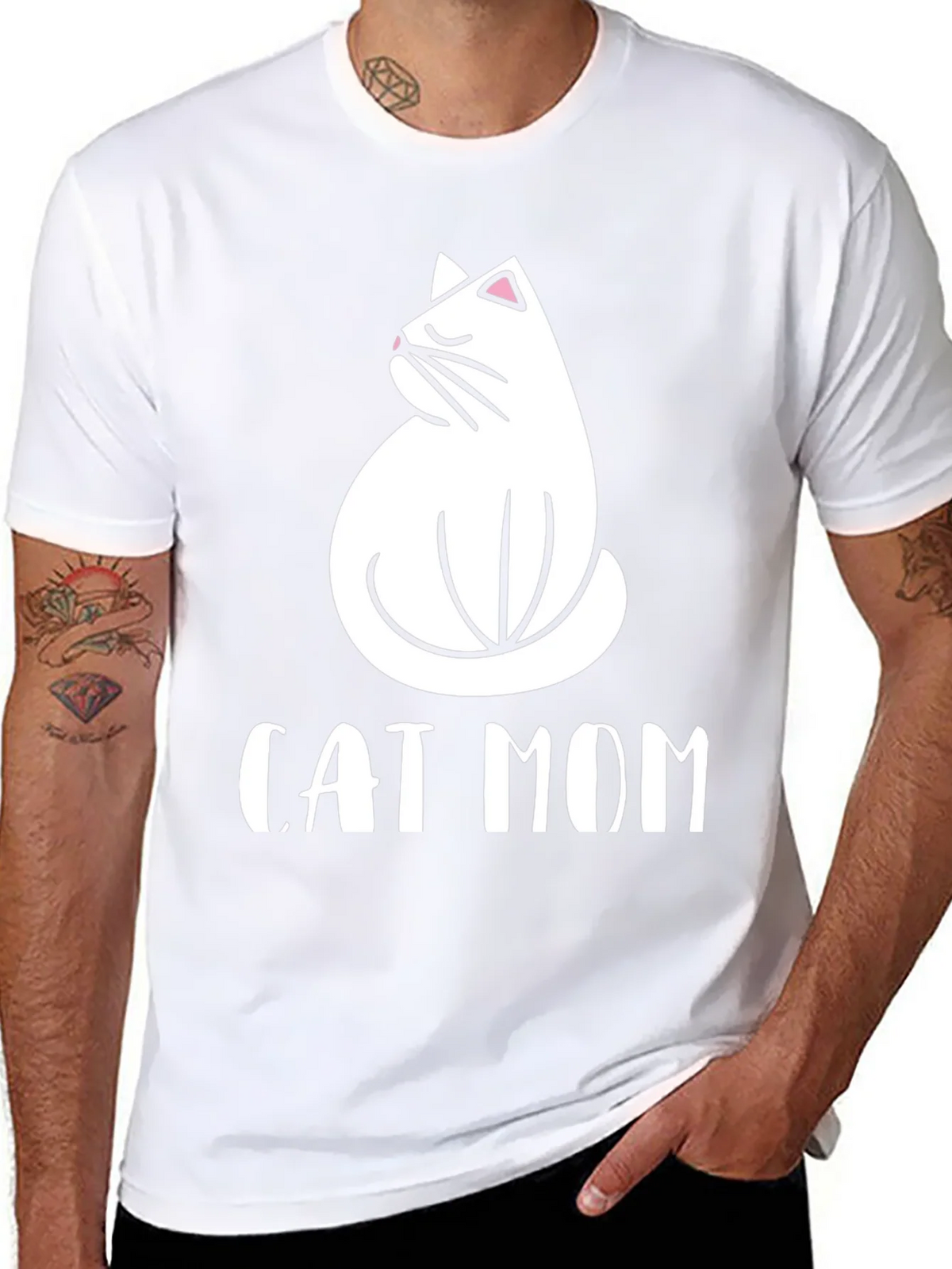 Cat Mom Graphic Tee - Black Cotton T-Shirt product image 7