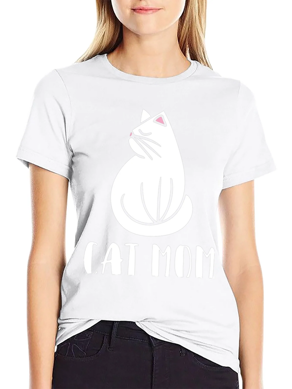 Cat Mom Graphic Tee - Black Cotton T-Shirt product image 8