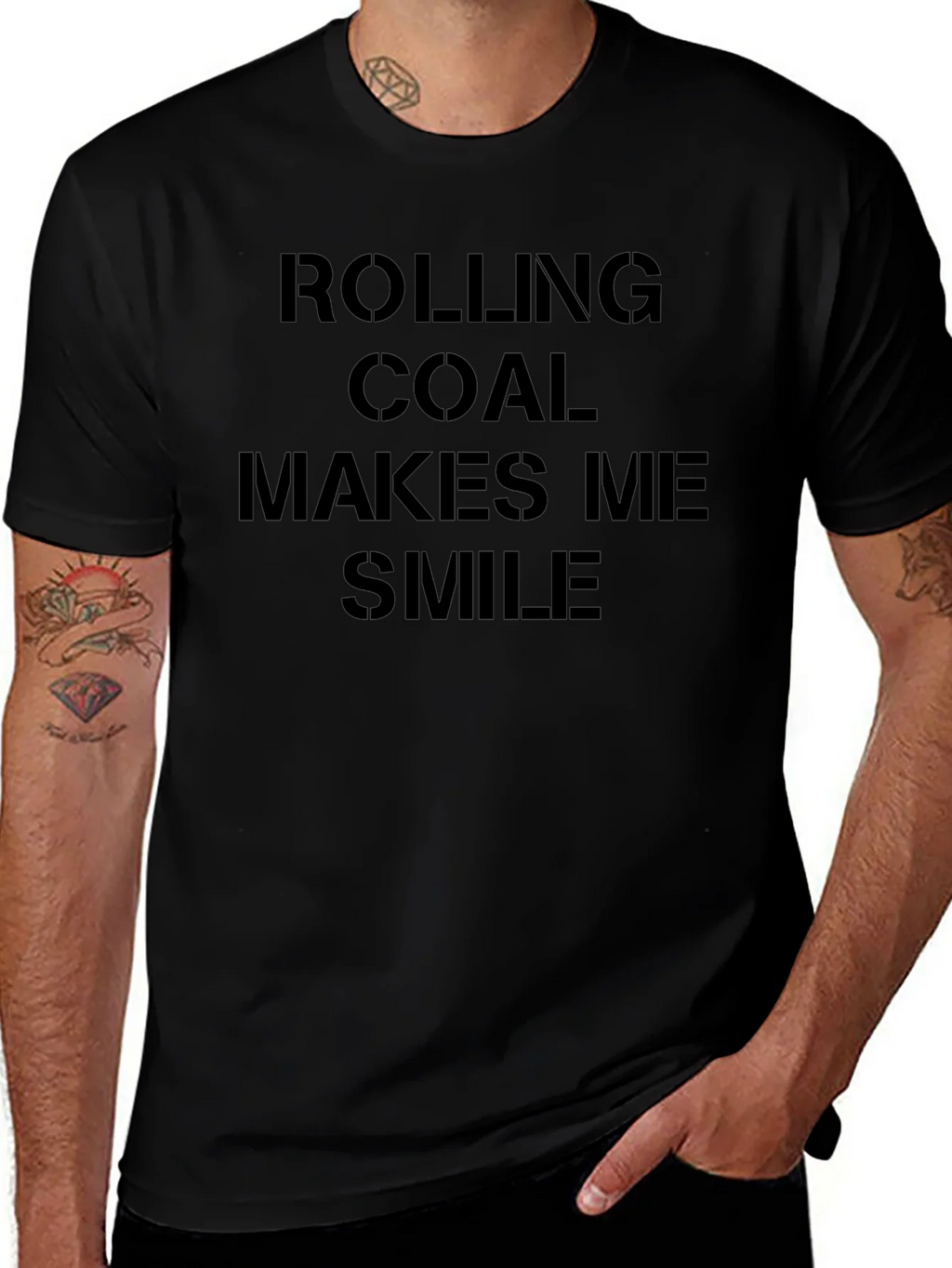 Rolling Coal Makes Me Smile Black T-Shirt product image 1