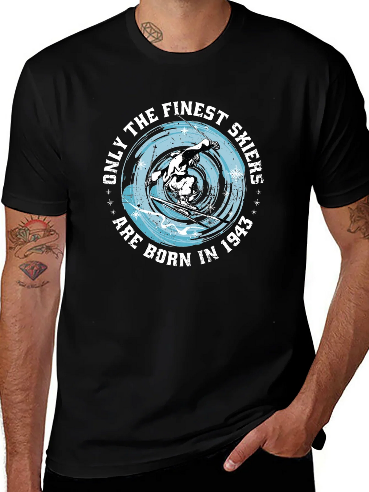 Finest Skiers Born in 1943 Black T-Shirt product image 1