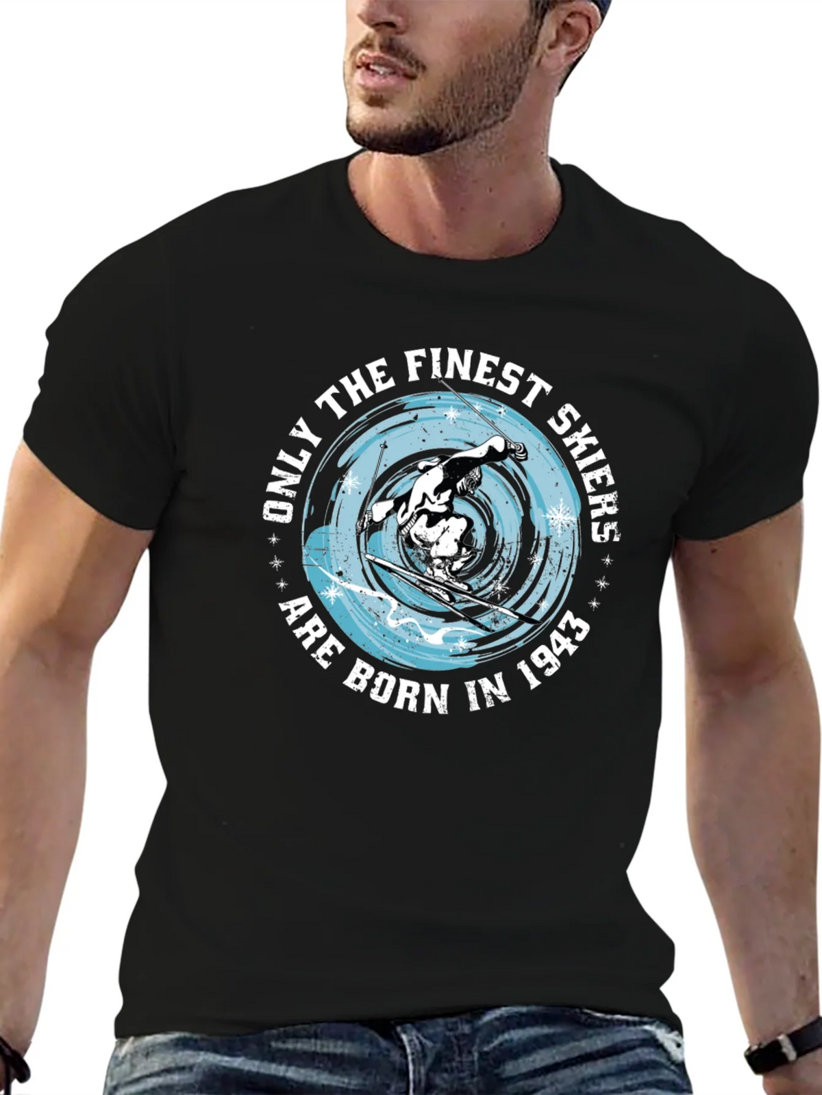 Finest Skiers Born in 1943 Black T-Shirt product image 6