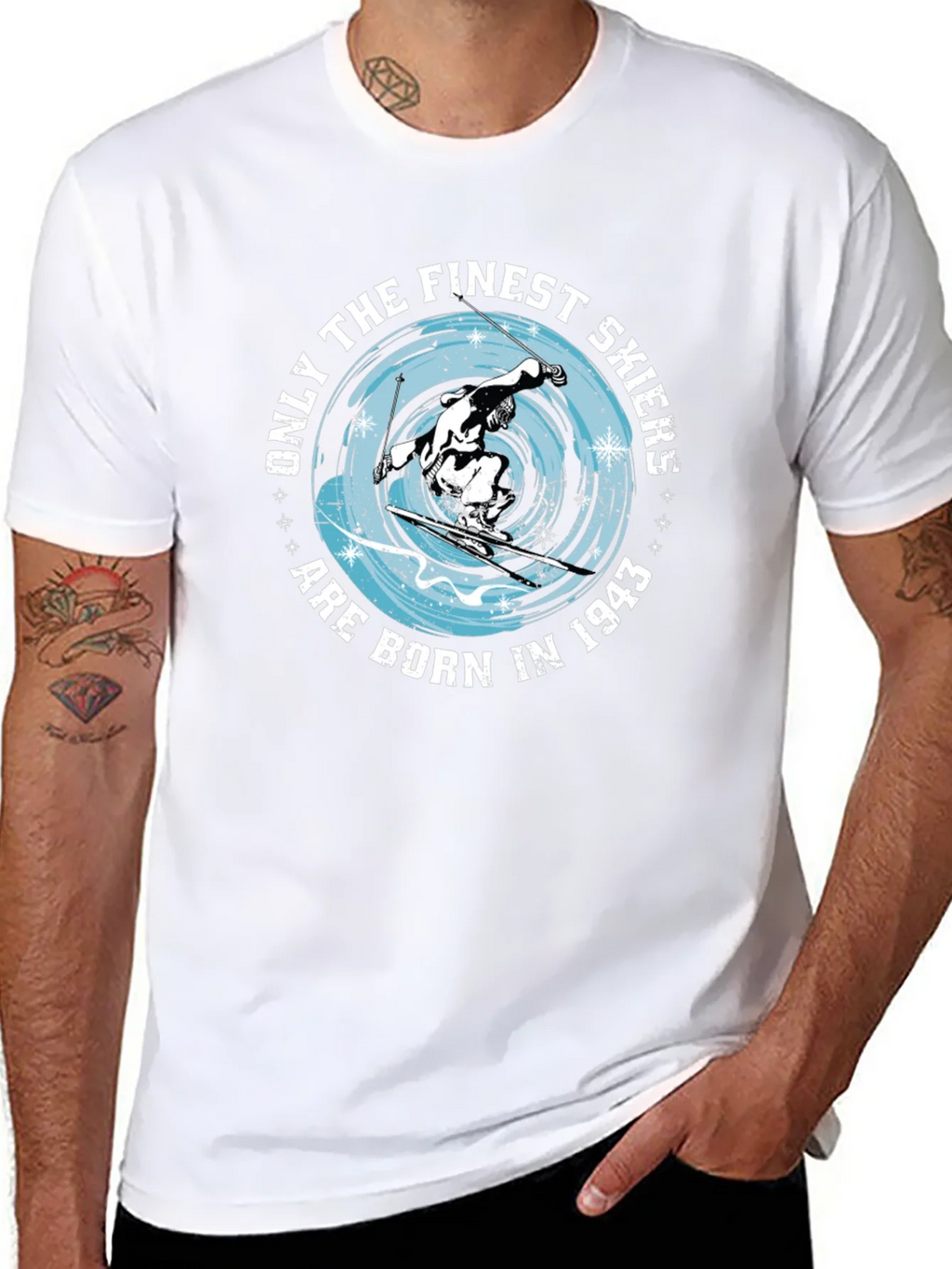 Finest Skiers Born in 1943 Black T-Shirt product image 7