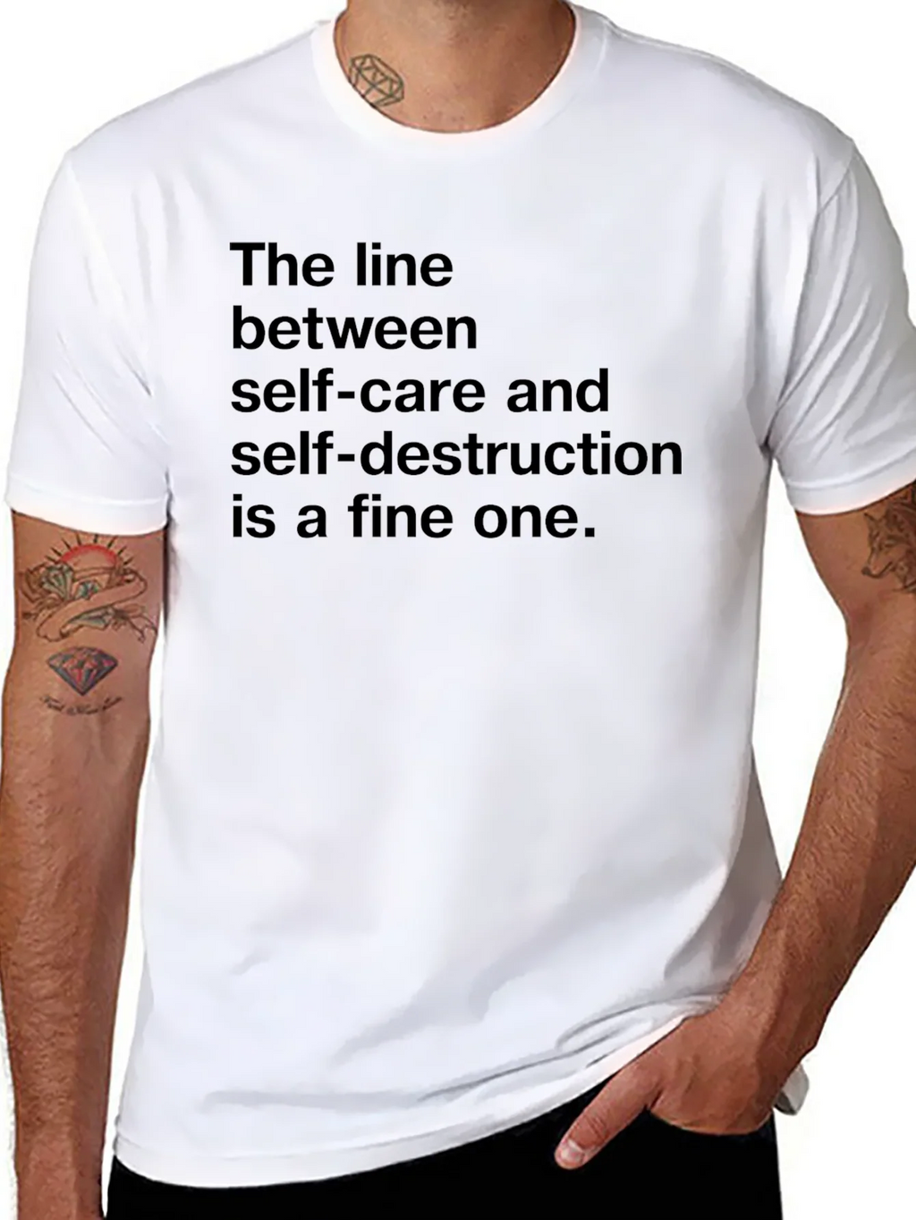 The Line Between Self-Care T-Shirt - Dark Humor Tee product image 7