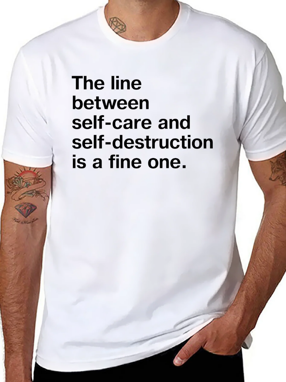 The Line Between Self-Care T-Shirt - Dark Humor Tee product image 7