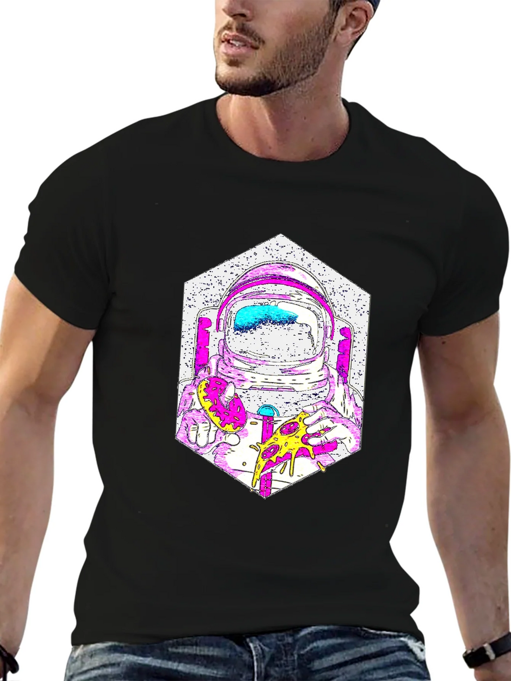 Astronaut Pizza Graphic T-Shirt - Cool Space Tee product image 6