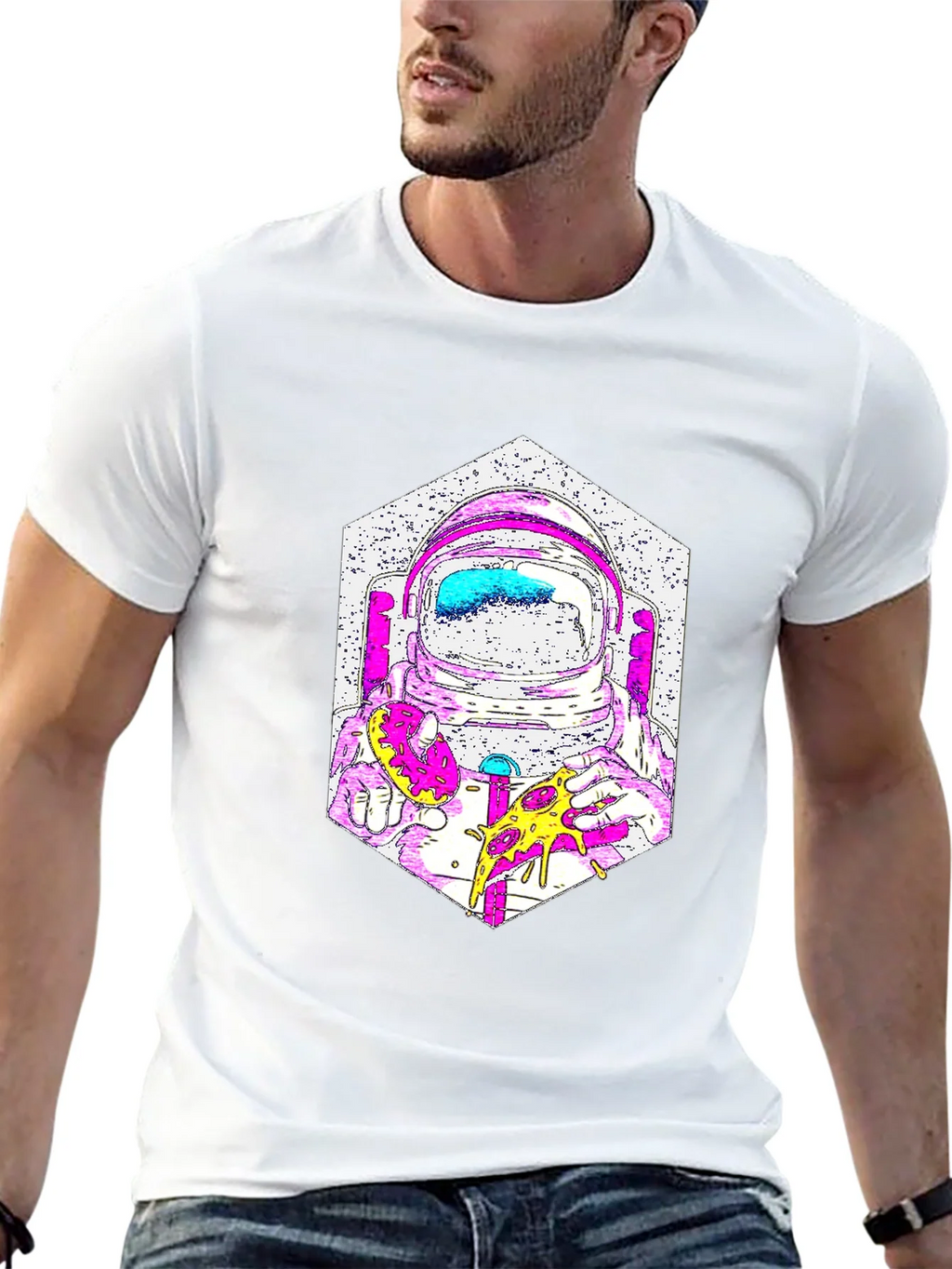 Astronaut Pizza Graphic T-Shirt - Cool Space Tee product image 12