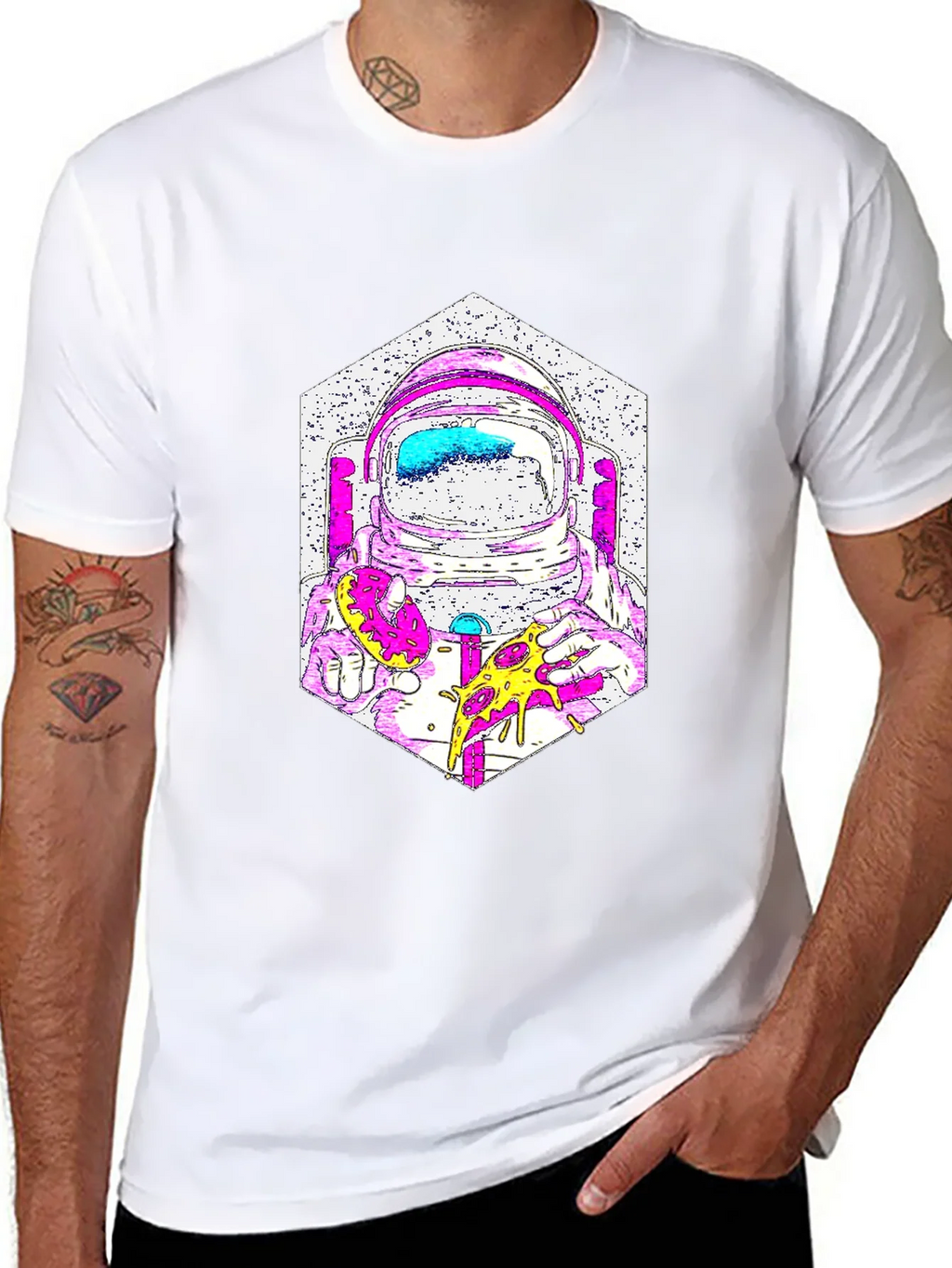 Astronaut Pizza Graphic T-Shirt - Cool Space Tee product image 7