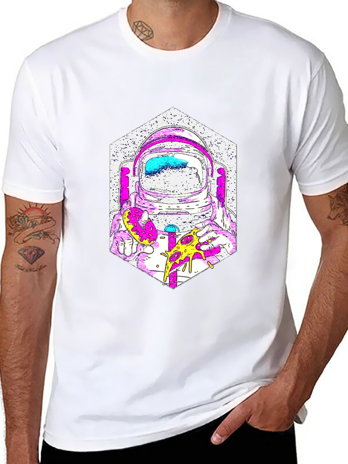 Astronaut Pizza Graphic T-Shirt - Cool Space Tee product image 7