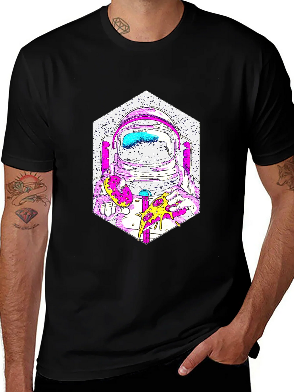 Astronaut Pizza Graphic T-Shirt - Cool Space Tee product image 1