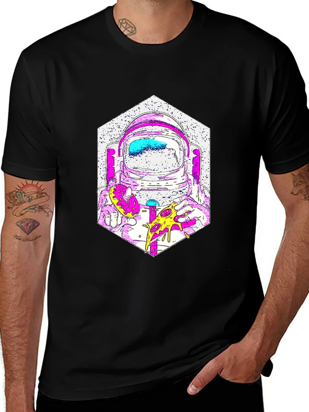 Astronaut Pizza Graphic T-Shirt - Cool Space Tee product image 1
