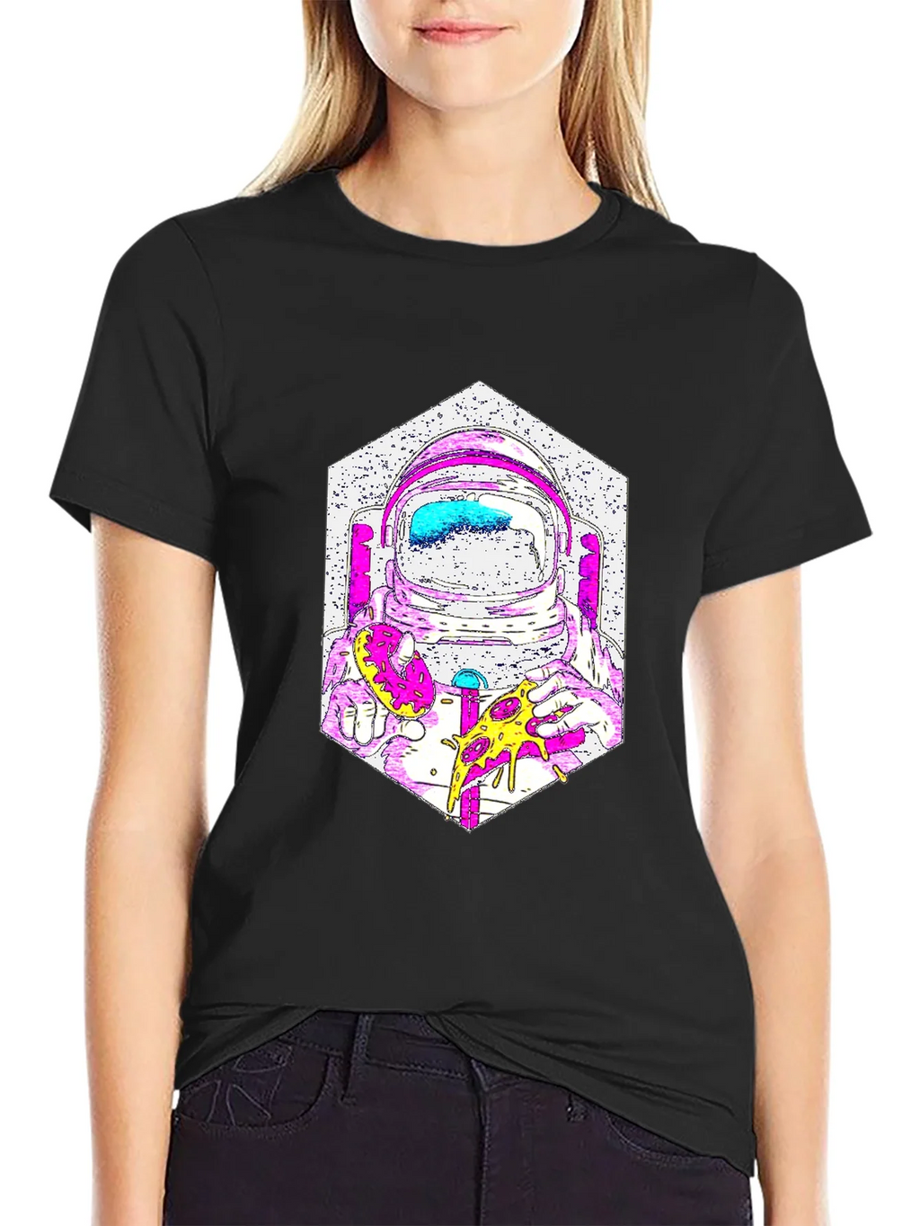 Astronaut Pizza Graphic T-Shirt - Cool Space Tee product image 2