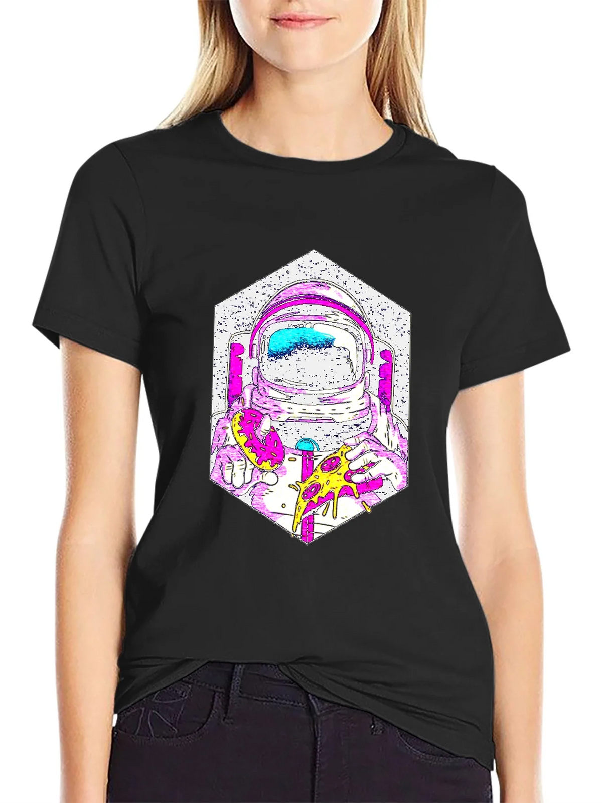 Astronaut Pizza Graphic T-Shirt - Cool Space Tee product image 2