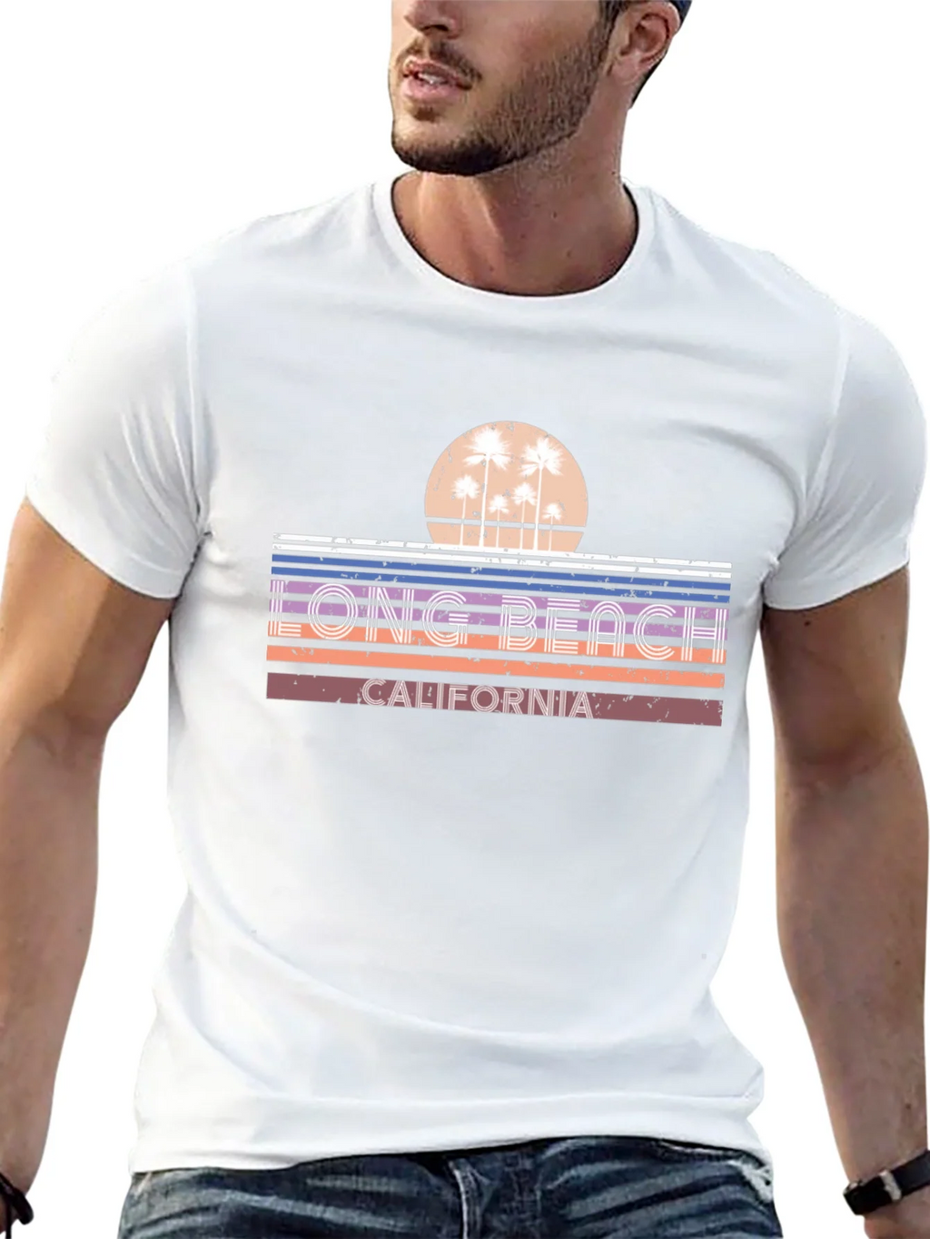 Long Beach California Retro Sunset T-Shirt product image 10