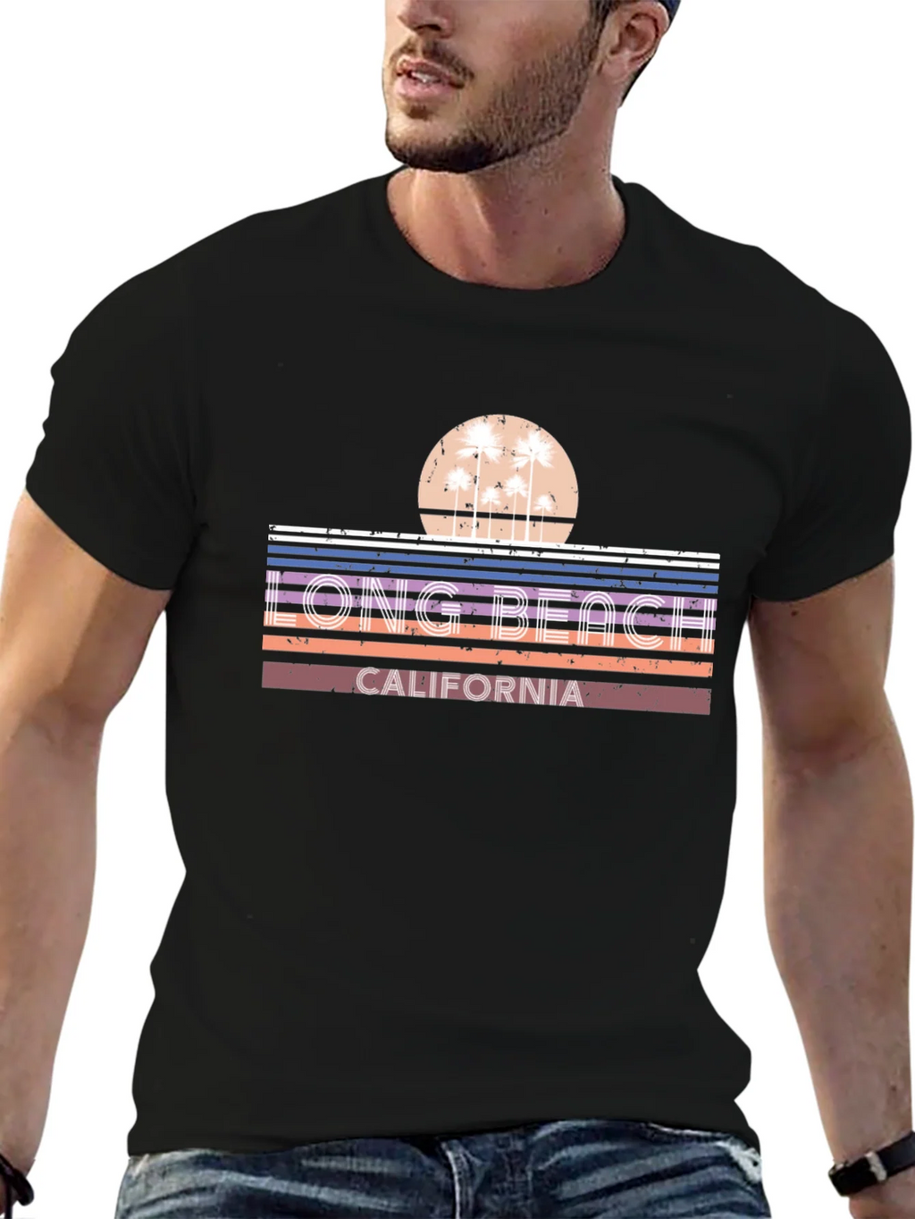 Long Beach California Retro Sunset T-Shirt product image 6