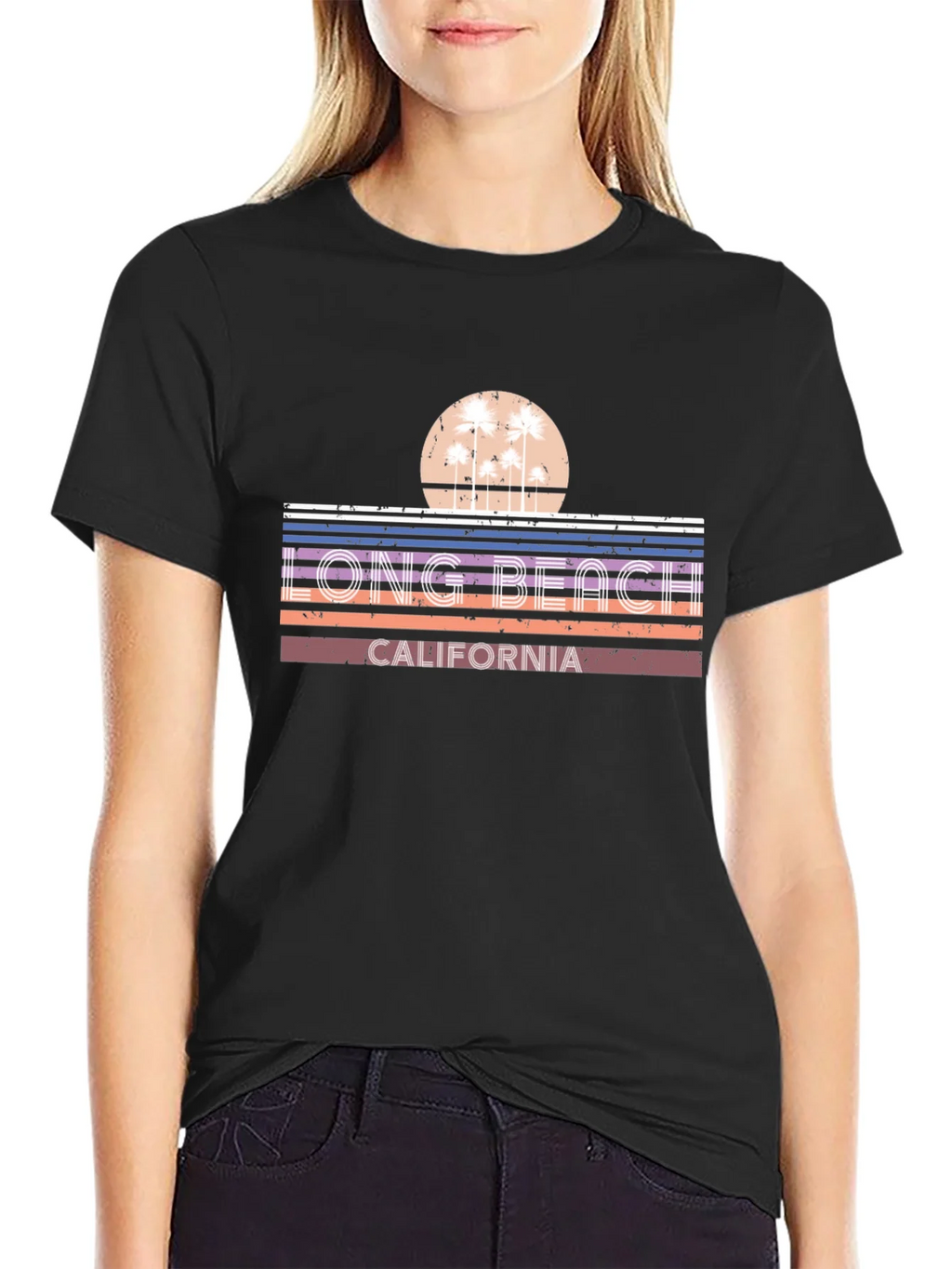 Long Beach California Retro Sunset T-Shirt product image 2