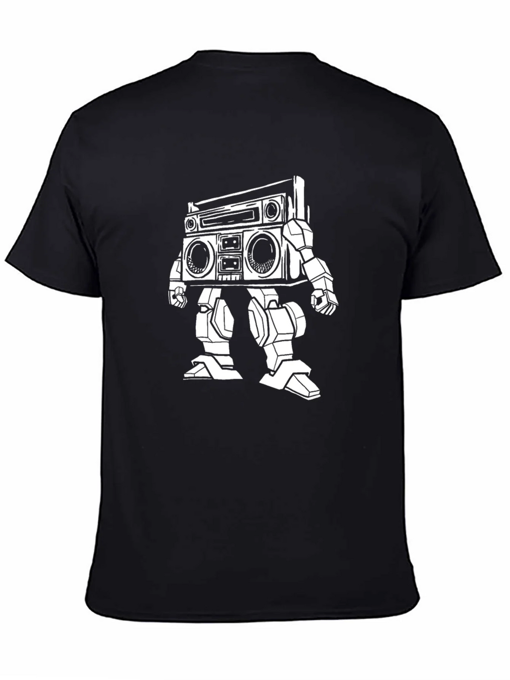 Retro Robot Boombox T-Shirt - Black Cotton Tee product image 4