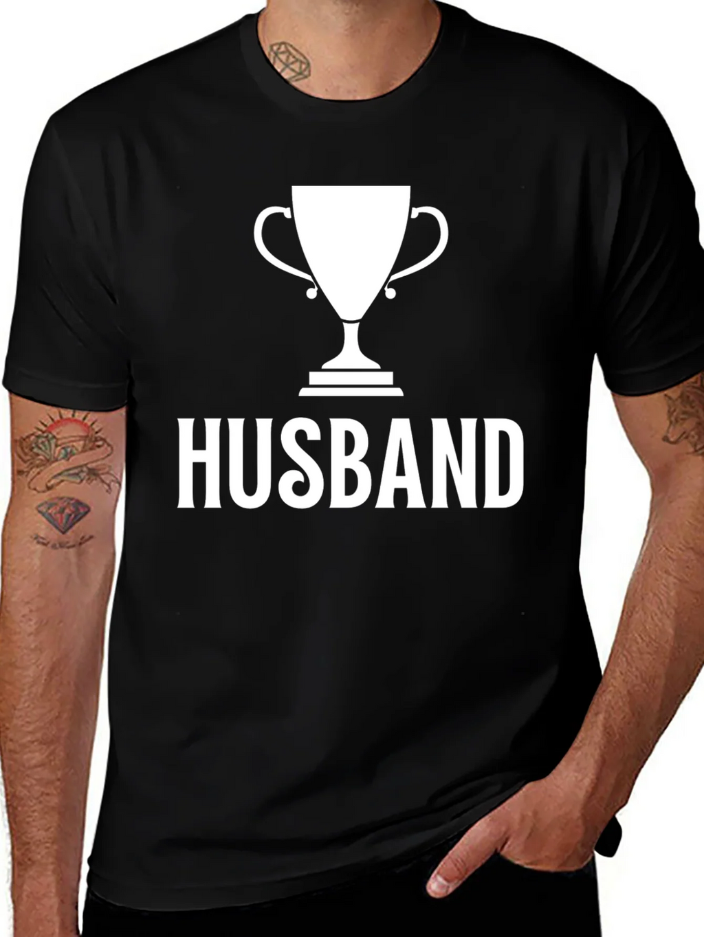 Husband Trophy Graphic T-Shirt - Black product image 1