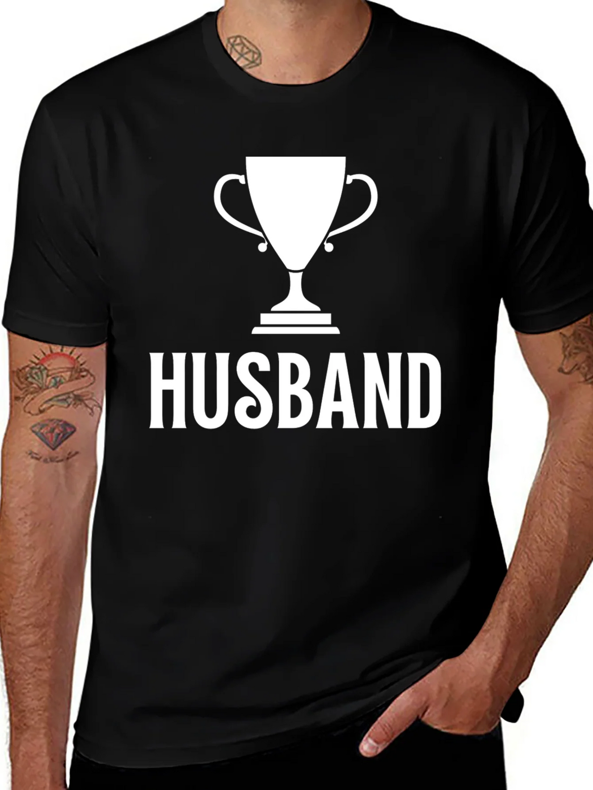 Husband Trophy Graphic T-Shirt - Black product image 1