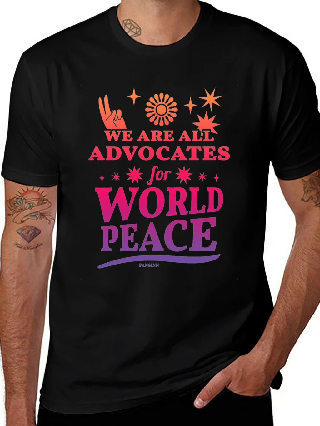 Advocates for World Peace Graphic Tee - Black product image 1